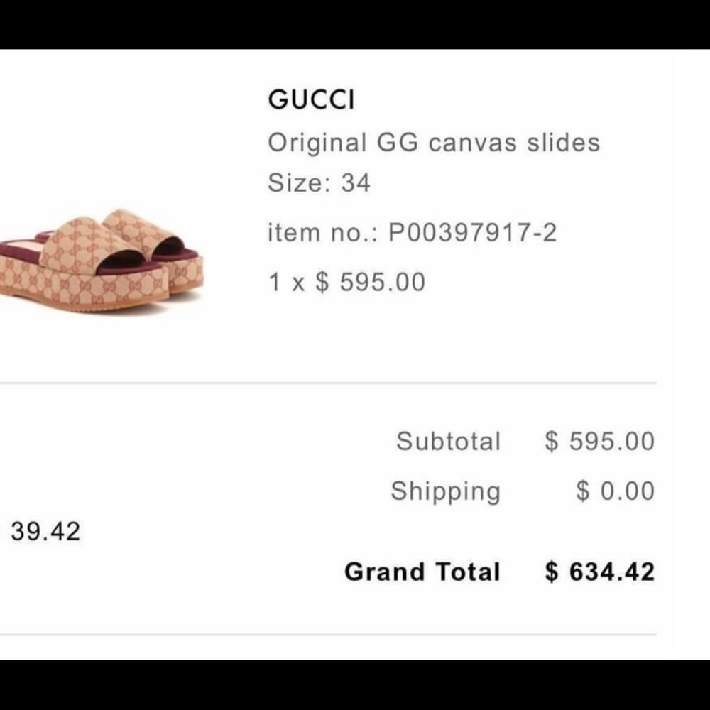 Authentic Gucci canvas slides women